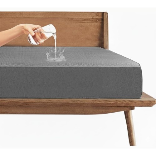 Trance 100% Waterproof Premium Cotton Feel Mattress Protector King Size 78x72 Inches | Breathable and Hypoallergenic Ultra Soft Fitted Bed Protector Cover (78"x72" King, Grey)