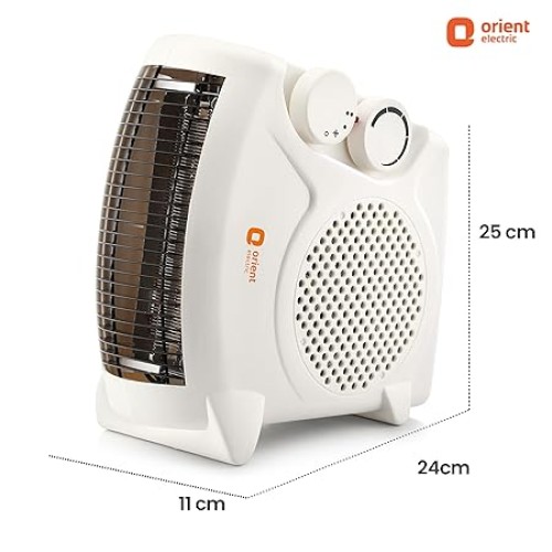 Orient Electric Areva Portable Room Heater | 2000W | Two Heating Modes | Advanced Overheat Protection | Horizontal & Vertical Mount | 1-year replacement warranty by Orient | White