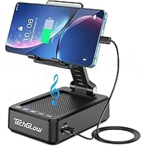 TechGlow Foldable Cellphone Stand with Bluetooth Speaker and Power Bank Birthday Gifts for Men Women Mother Father Boy Girl Teens Cool Tech Gadgets