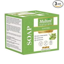 Multani Naturals Aloe Vera Soap for Dry Skin I Detoxifying and Brightening the Skin| Ayurvedic Handmade Herbal Bath Soap for Men & Women | 125 gm (Pack of 3)