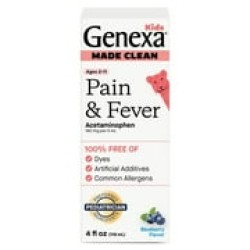 Genexa Kids’ Clean Pain & Fever Acetaminophen, Dye Free, Organic Blueberry, 4 fl oz
