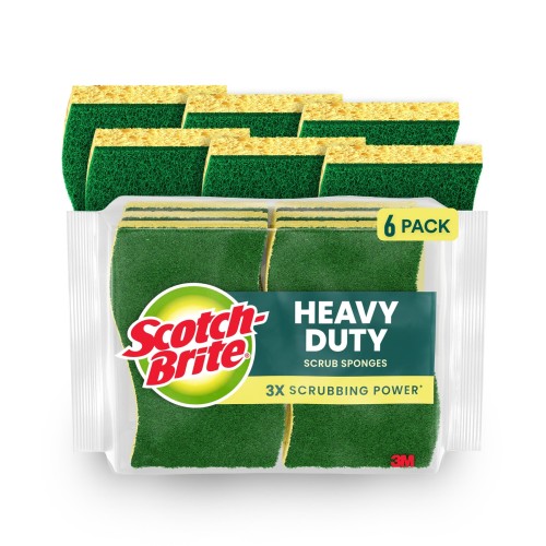 Scotch-Brite Heavy Duty Scrub Sponge, 6 Sponges