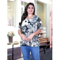 Sewify Women's Plus Size Tops Summer Short Sleeve Fashion Tie Dye T-Shirts Loose Fit Crew Neck Blouses, 2X