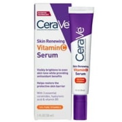 CeraVe Skin Renewing Vitamin C Serum, Brightening Antioxidant Serum for Dull Skin, 1 fl oz