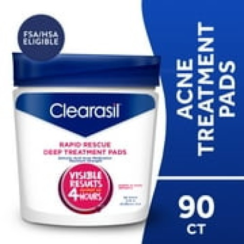 Clearasil Salicylic Acid Rapid Rescue Deep Treatment Acne Pads, 90 count