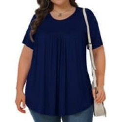 KOITHOT Womens Plus Size Tops Tunic Short Sleeve Crew Neck Shirts Casual Soft Blouse 1X-5X