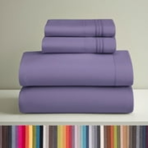 Clara Clark Queen Sheets Set, Hotel Luxury 4 Piece Deep Pocket Sheets, Ultra Soft Microfiber Bed Sheets Set, Lavender