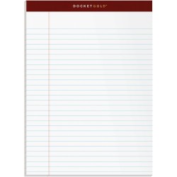TOPS Docket Gold Writing Pads, 8-1/2 x 11-3/4, Legal Rule, 50 Sheets, 12 Pack