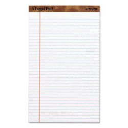 TOPS The Legal Pad Writing Pads, Legal Rule, 50 Sheets, 8-1/2 x 11-3/4, White, 12 Pack
