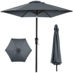 Best Choice Products 10ft Outdoor Steel Market Patio Umbrella w/ Crank, Tilt Push Button, 6 Ribs - Slate